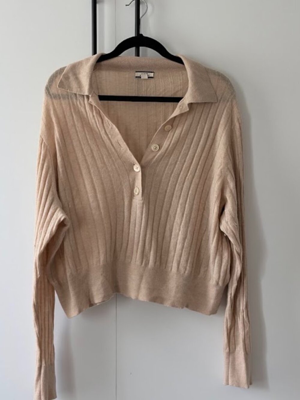 J.Crew 100% Cashmere Sweater 3X Camel Cropped Relaxed Collar Quiet Luxury